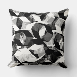 Schwarz-Weiß-Hexagons auf pixelig Kissen