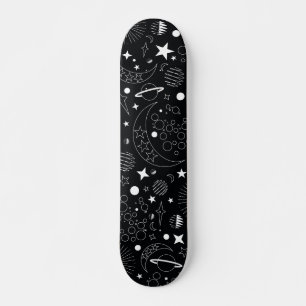 Schwarz-Weiß-Himmelsgalaxie Skateboard