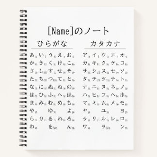 Schwarz-weiß-Hiragana- und Katakana-Japanisch 名前ノー Notizbuch