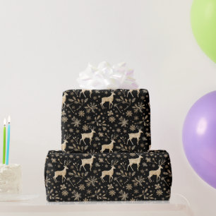 Schwarz-Weiß-Hirsch-Geschenkpapier Elegantes Wei Geschenkpapier