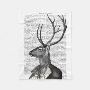 Schwarz-Weiß-Hirsch-Portrait Fleecedecke