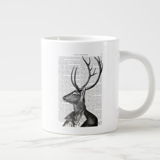Schwarz-Weiß-Hirsch-Portrait Jumbo-Tasse (Rechts)