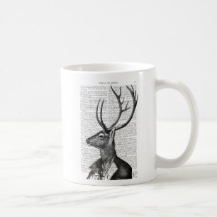 Schwarz-Weiß-Hirsch-Portrait Kaffeetasse