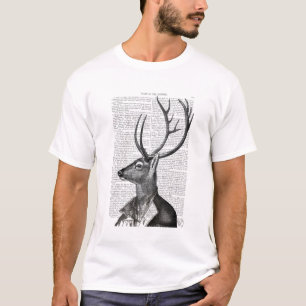 Schwarz-Weiß-Hirsch-Portrait T-Shirt