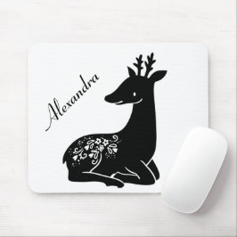 Schwarz-Weiß-Hirsch skandinavische Moderne Mousepad
