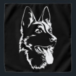 Schwarz-Weiß-Hirte Halstuch<br><div class="desc">Schwarz-Weiß-Silhouette eines sitzenden deutschen Hirten</div>