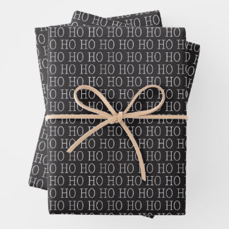 Schwarz-weiß Ho Ho Ho Weihnachtswrapping Paper Geschenkpapier Set