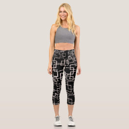 Schwarz-Weiß-Hochgebläse Capri Leggings