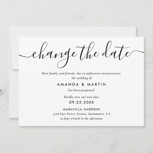 Schwarz-Weiß-Hochzeit Ankündigung (Vorderseite)