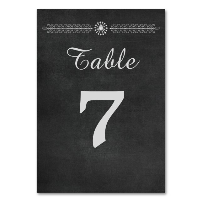 Schwarz-Weiß-Hochzeit auf der Tafel Tischnummer (Vorderseite)