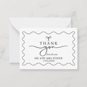 Schwarz-Weiß-Hochzeit Danke-Card Monochrome Mitteilungskarte