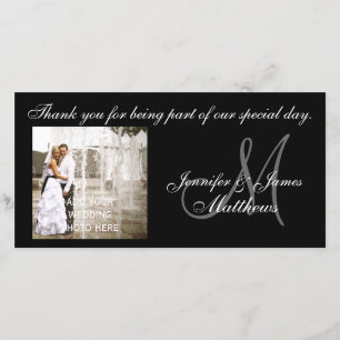 Schwarz-Weiß-Hochzeit Danke Monogram Cards