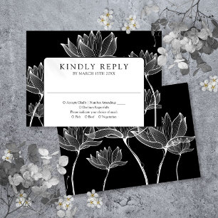 Schwarz-Weiß-Hochzeit des Botanischen Flusses RSVP Karte