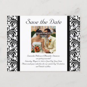 Schwarz/Weiß Hochzeit Foto-Postkarte speichern Ankündigungspostkarte