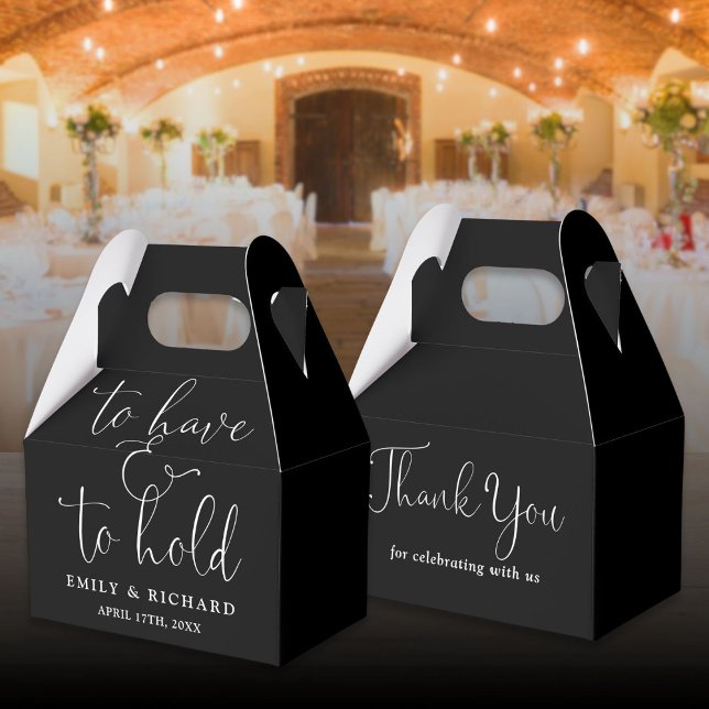 Schwarz-Weiß-Hochzeit haben und halten Geschenkschachtel (To Have And To Hold Black And White Wedding Favor Boxes)