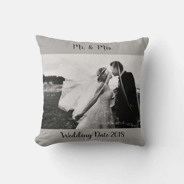 Schwarz-Weiß-Hochzeit Kissen (Vorderseite)