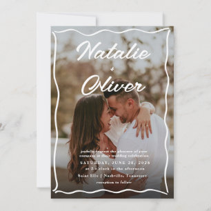 Schwarz-Weiß-Hochzeit mit handgezogenen Grenzen Einladung