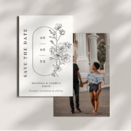 Schwarz-Weiß-Hochzeit mit Minimalistischem Foto Save The Date