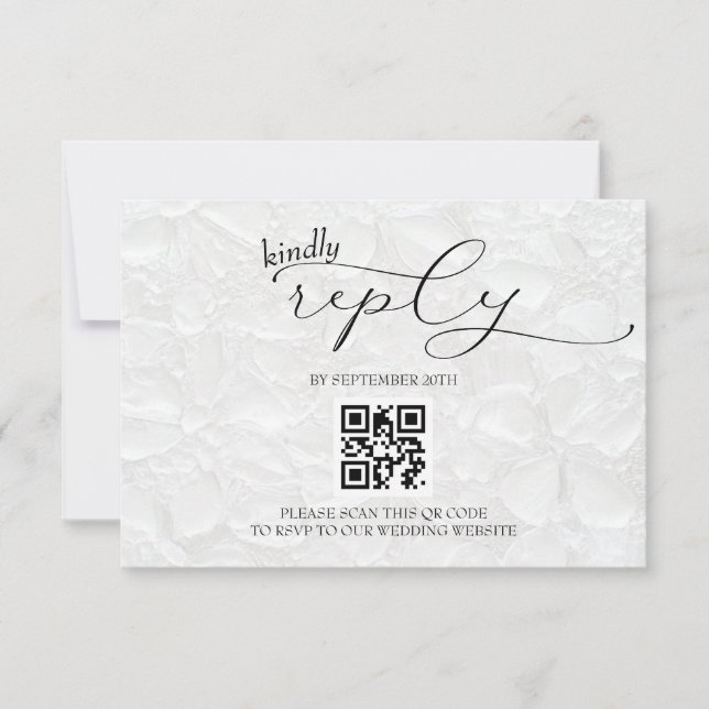 Schwarz-Weiß-Hochzeit Moderne einfache QR RSVP Karte (Vorderseite)