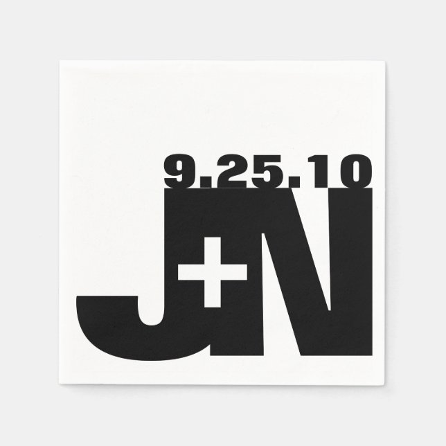 Schwarz-Weiß-Hochzeit Napkin Serviette (Vorderseite)