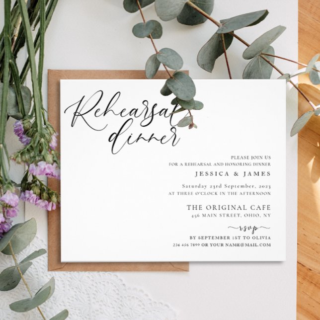 Schwarz-Weiß-Hochzeit-Probe-Dinner Flyer (Von Creator hochgeladen)