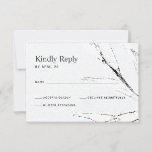 Schwarz-Weiß-Hochzeit RSVP Karte