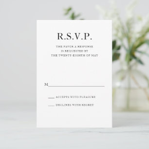 Schwarz-Weiß-Hochzeit RSVP Karte