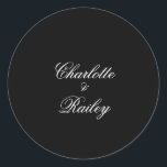 Schwarz-Weiß-Hochzeit Runder Aufkleber<br><div class="desc">Schwarz-Weiß-Hochzeitsticker</div>