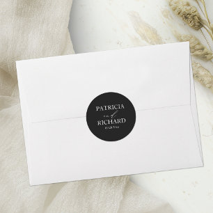 Schwarz-Weiß-Hochzeit Runder Aufkleber