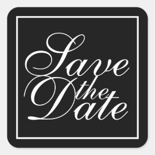 Schwarz-Weiß-Hochzeit Save the Date Quadratischer Aufkleber