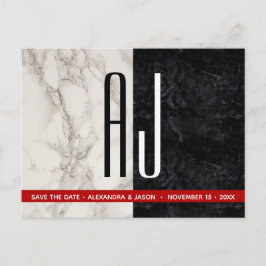 Schwarz-Weiß-Hochzeit speichern Sie die Datumskart Ankündigungspostkarte