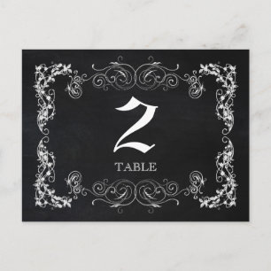 Schwarz-Weiß-Hochzeit-Tischnummern Postkarte