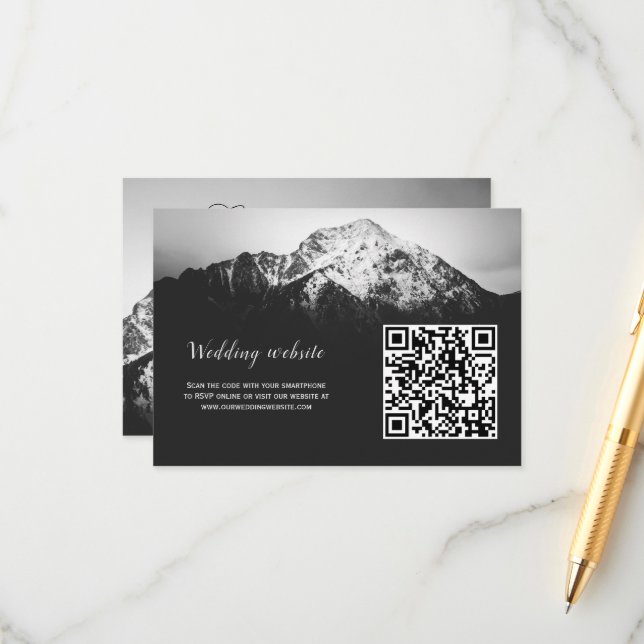 Schwarz-Weiß-Hochzeit unter den Bergen Begleitkarte (Vorderseite/Rückseite Beispiel)