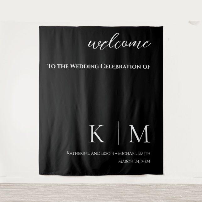 Schwarz-Weiß-Hochzeit- Wandteppich (Vorderseite)