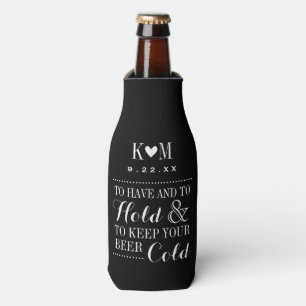 Schwarz-Weiß-Hochzeitmonogramm Flaschenkühler