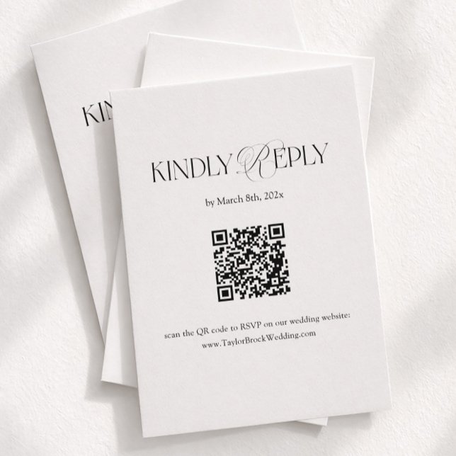 Schwarz-Weiß-Hochzeits-RSVP-Qr-Code Begleitkarte (Von Creator hochgeladen)