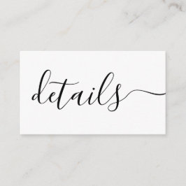 Schwarz-Weiß-Hochzeitsdetails Begleitkarte