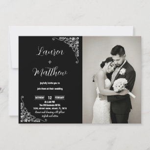 Schwarz-Weiß-Hochzeitseinladungen mit Foto Einladung