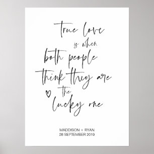 Schwarz-Weiß-Hochzeitsempfang Begrüßungszeichen Poster