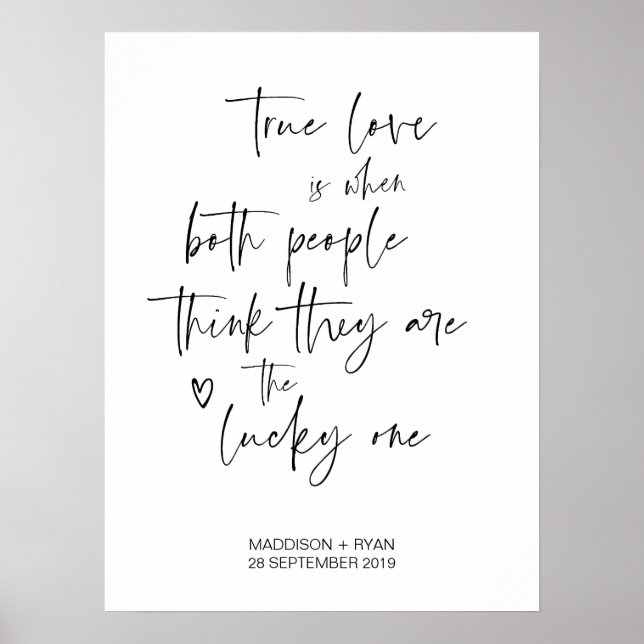 Schwarz-Weiß-Hochzeitsempfang Begrüßungszeichen Poster (Vorne)