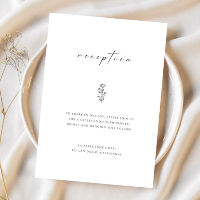 Schwarz-Weiß-Hochzeitsempfangskarte Einladung (Von Creator hochgeladen)