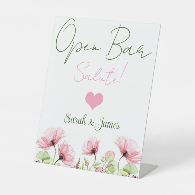 Schwarz-Weiß-Hochzeitsfeier mit offenen Bar Sockelschild (Vorderseite)