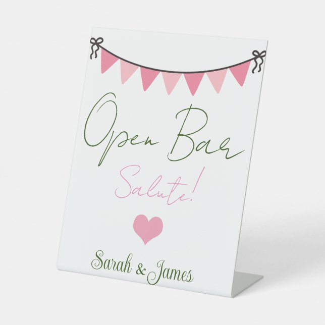 Schwarz-Weiß-Hochzeitsfeier mit offenen Bar Sockelschild (Vorderseite)