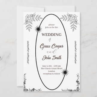 Schwarz-Weiß-Hochzeitskarte Einladung