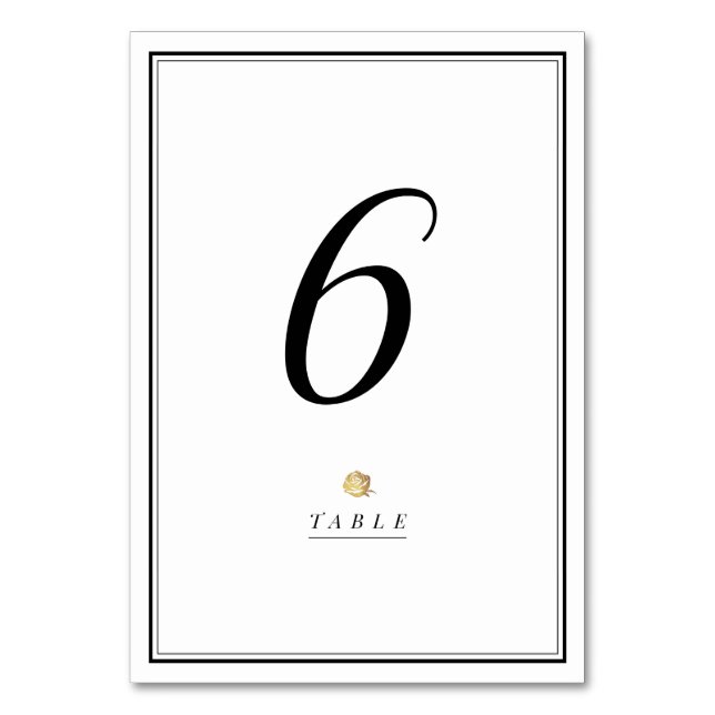 Schwarz-Weiß-Hochzeitskarte Tischnummer (Vorderseite)