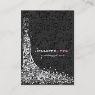 Schwarz-Weiß-Hochzeitskleid & Vintage Spitzen Visitenkarte