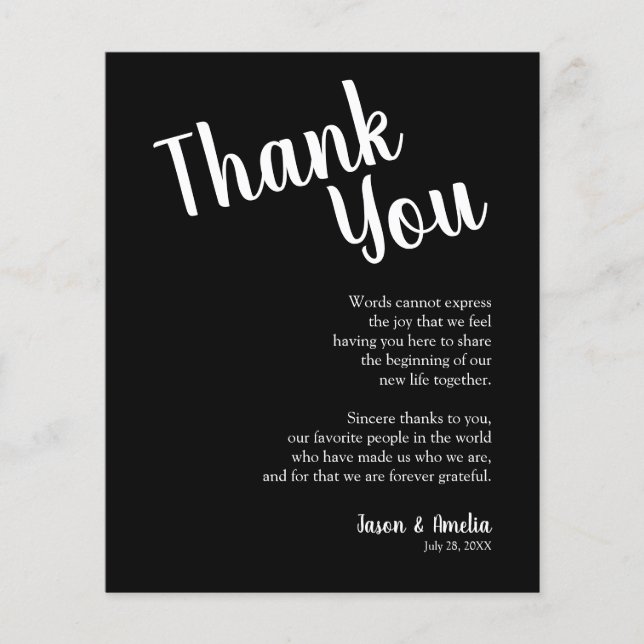 Schwarz-Weiß-Hochzeitslocation - Vielen Dank Flyer (Vorne)