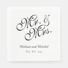 Schwarz-weiß | Hochzeitspapier Napkins Serviette