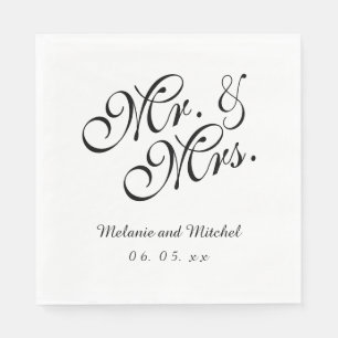 Schwarz-weiß   Hochzeitspapier Napkins Serviette