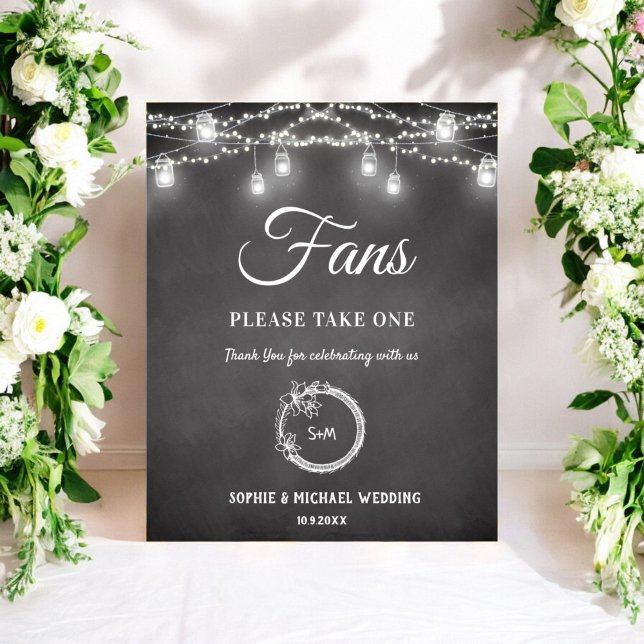 Schwarz-Weiß-Hochzeitsprogramm-Fans-Schild Poster (Von Creator hochgeladen)